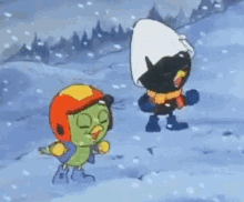 Gif animé Caliméro neige